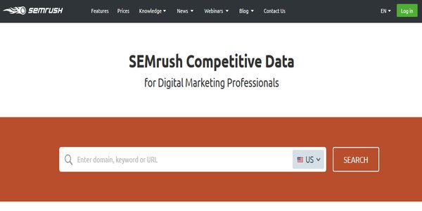 SEmrush Keyword Research Tool - Search Bar