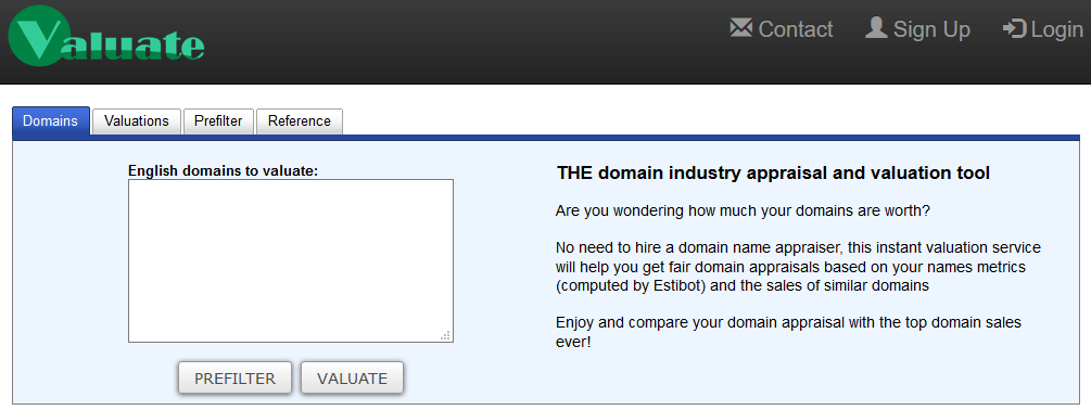 estimated value of a domain name