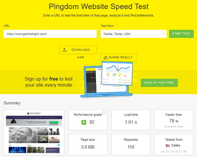 check your website loading speed