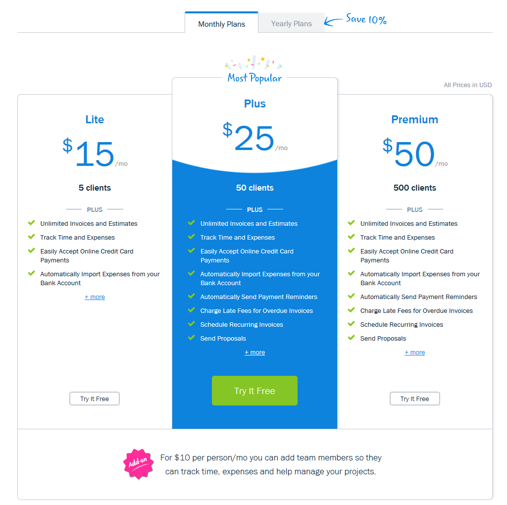 FreshBooks - free invoicing software for small business